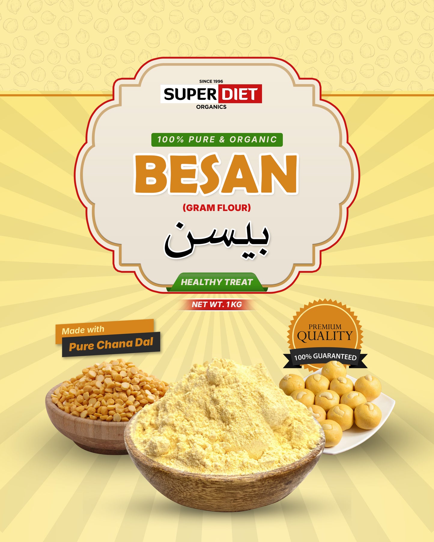 Premium Organic Besan – 100% Pure Gram Flour ( 1 Kg )